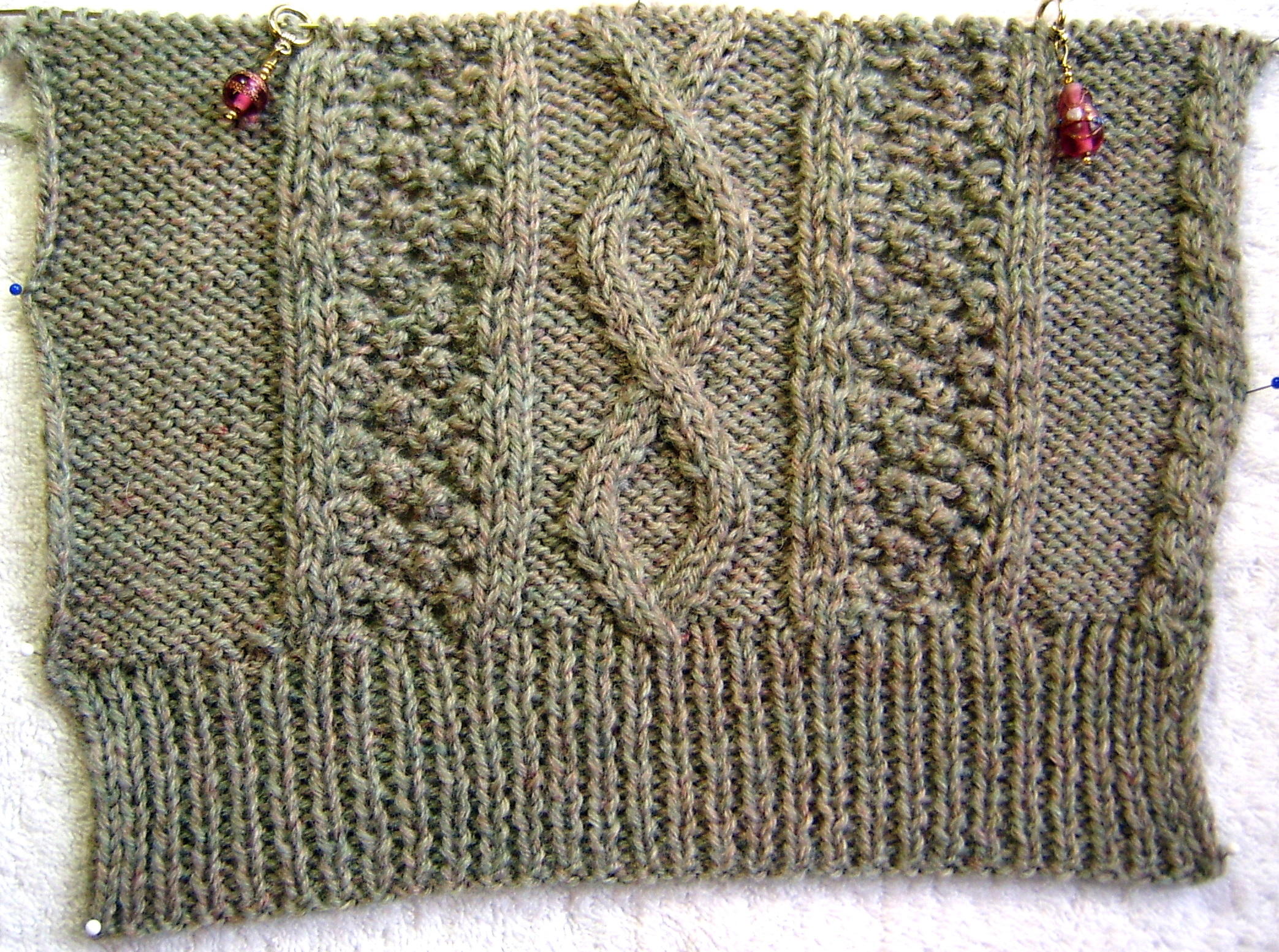Bendigo Cabled Cardigan Front Progress