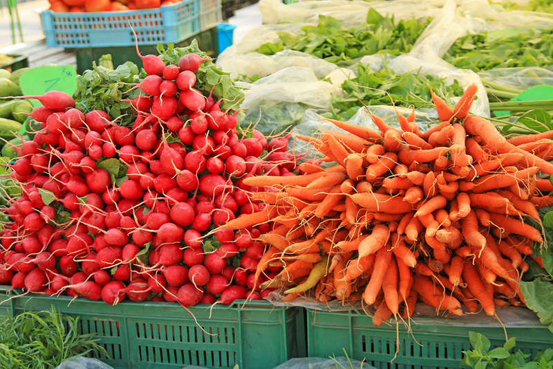 Carrots and Radishes at the market