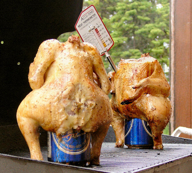 Chicken Cooking on Beer Cans