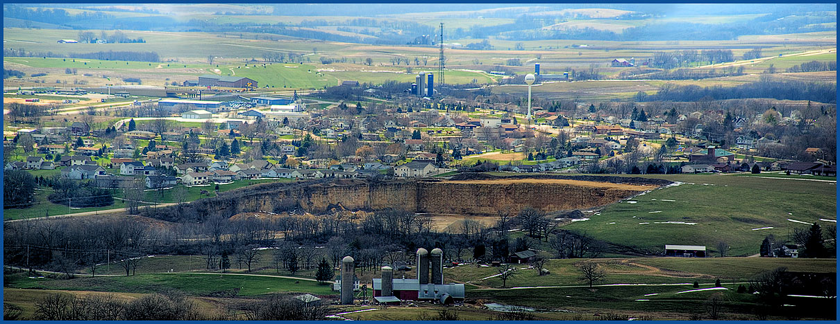 pano of the town of Blue Mounds