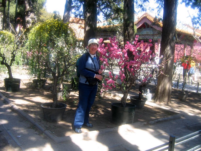 Huguette dans les jardins fleuris