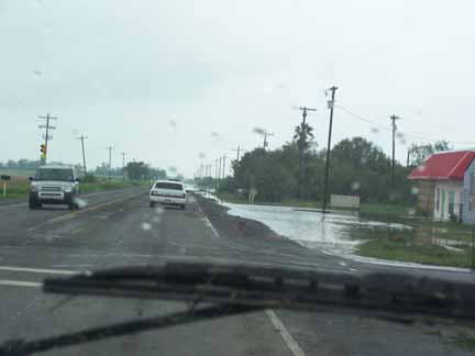 Water was uo on the roads.
