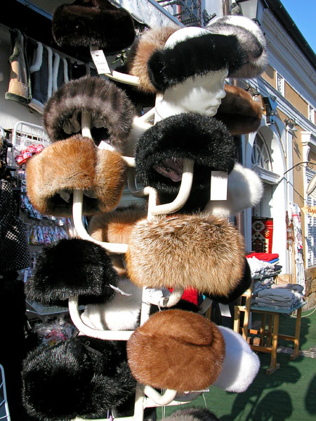 Warm fur hats on a cold December day - Szentendre