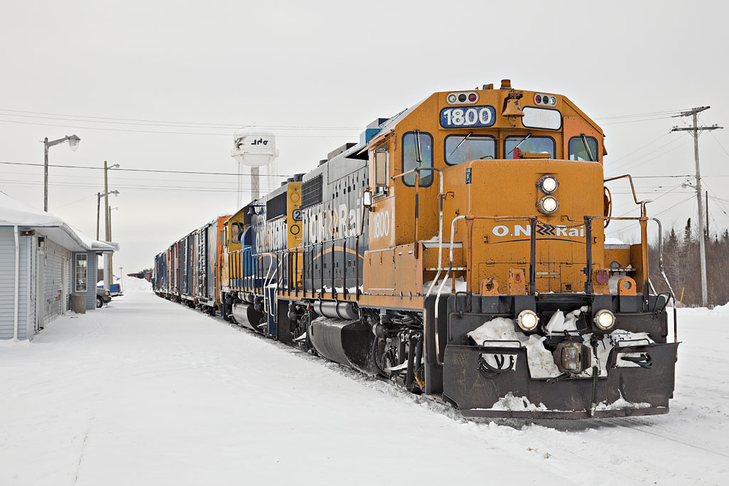 Twice weekly freight train 419 arriving in Moosonee from Cochrane