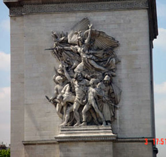 Exquisite handcrafted sculpture on L Arc de Triomphe.