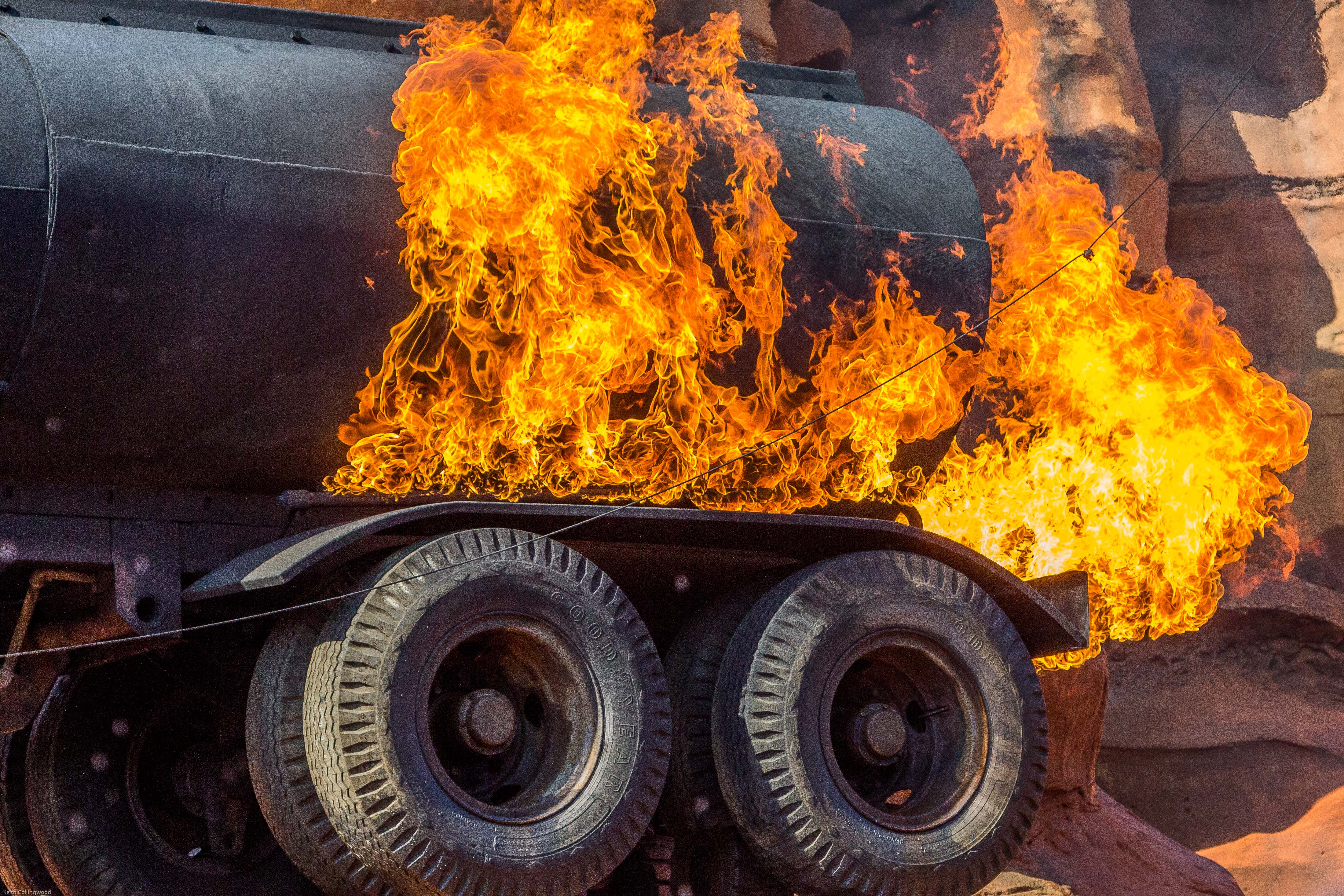 Truck fire in disaster canyon