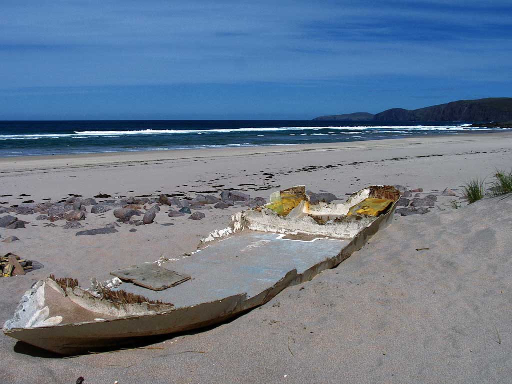 Wreck on Sandwood Bay