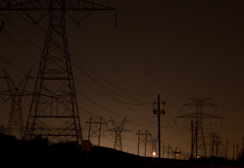 Power Lines At Night