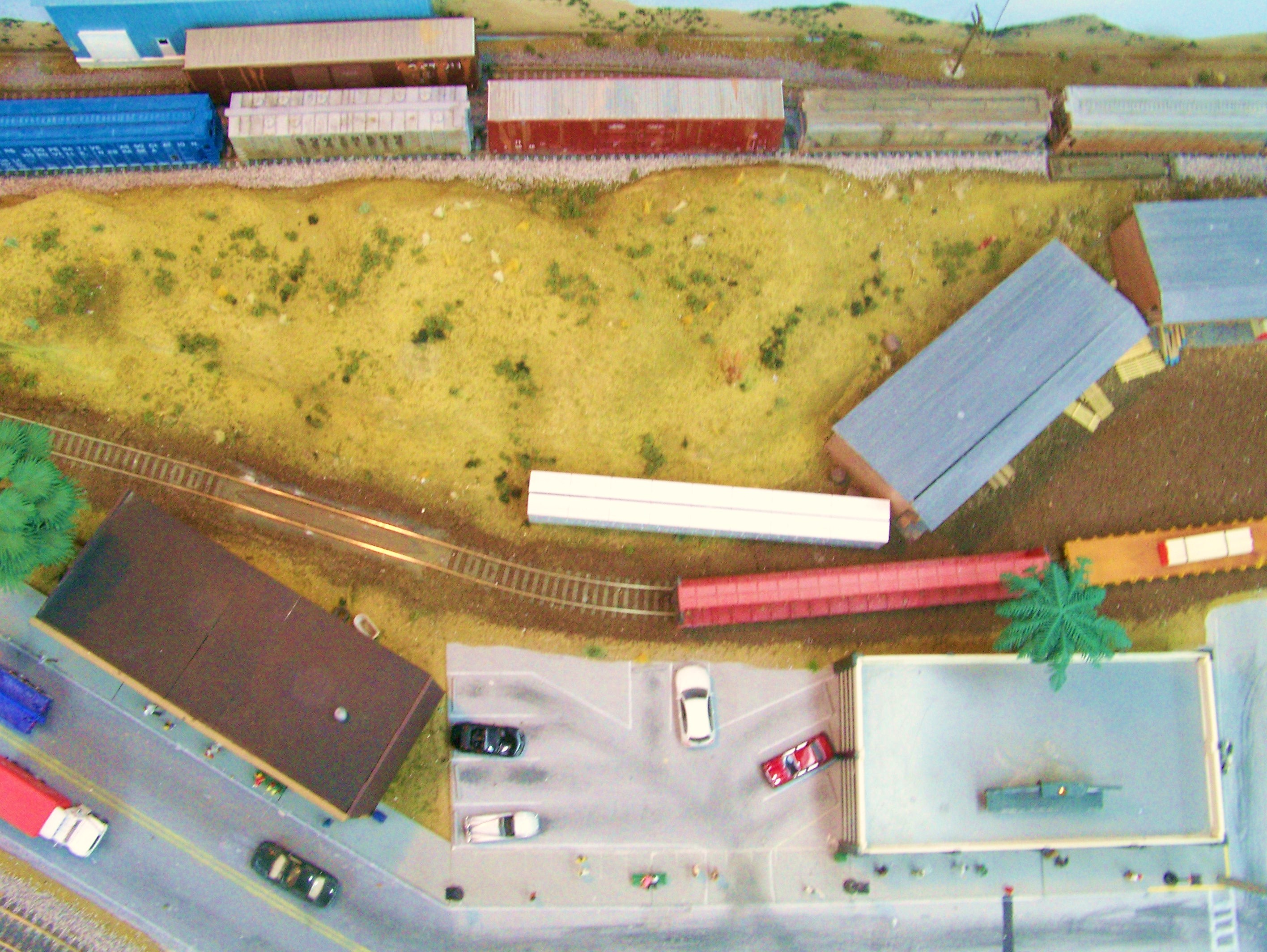 Fly over view of the layout Walton and Sons Lumber behind Main St.