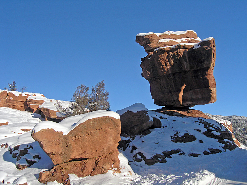 Balanced Rock in Snow