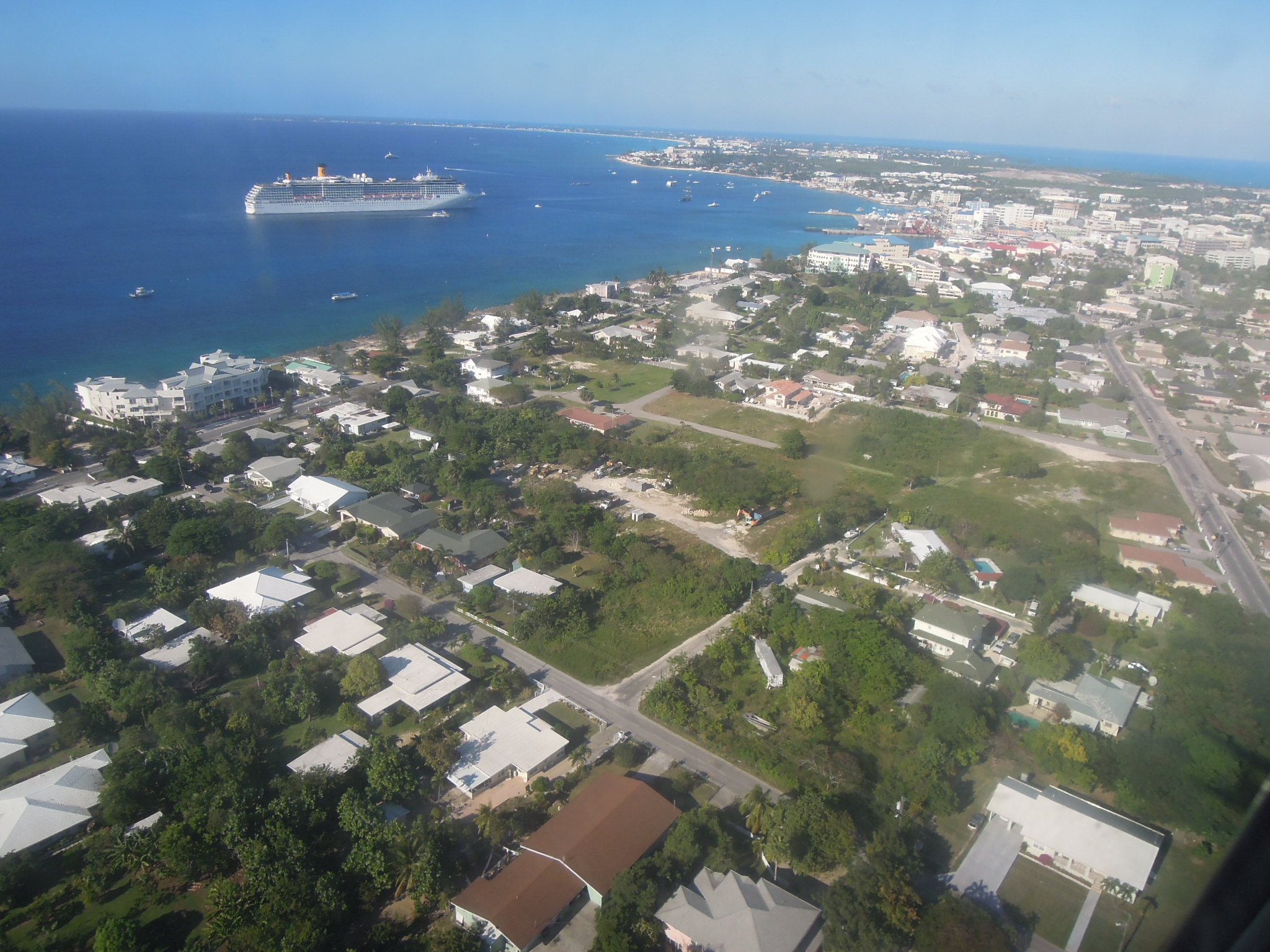 arriving - above George Town Cayman Islands