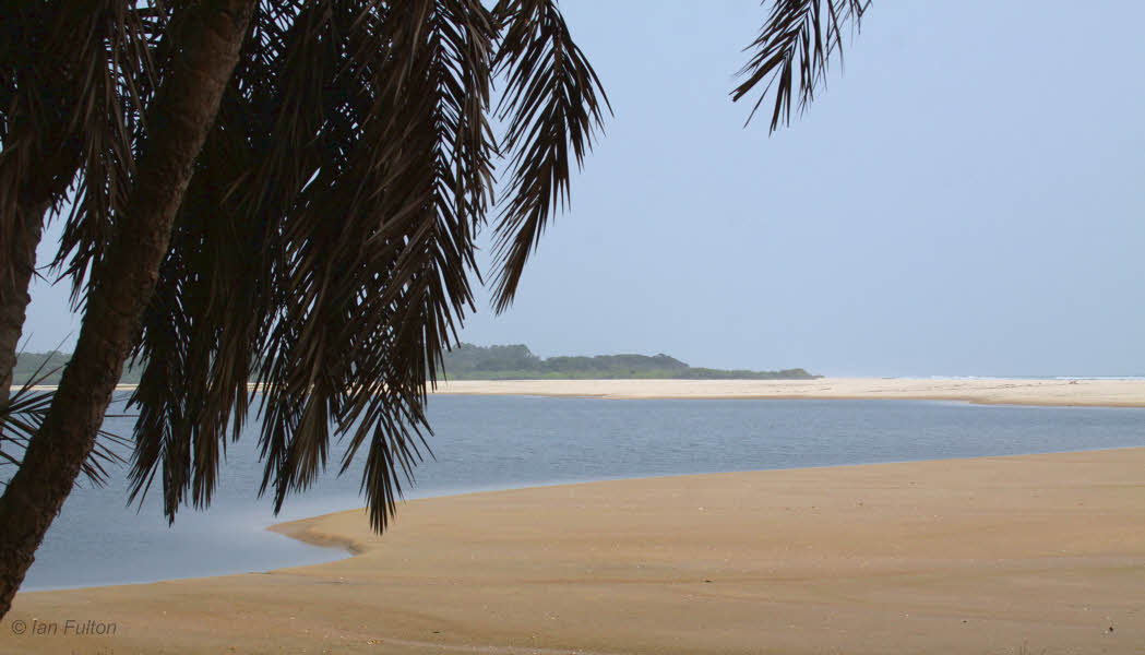 The Iguela Lagoon meets the ocean at St Catherines Beach, Loango NP, Gabon