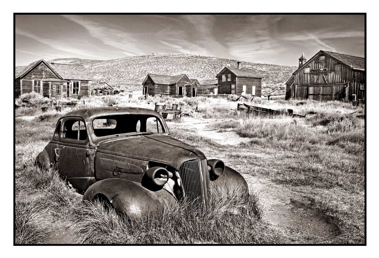 A derelict 37 Chevrolet Master coupe,  Bodie, CA