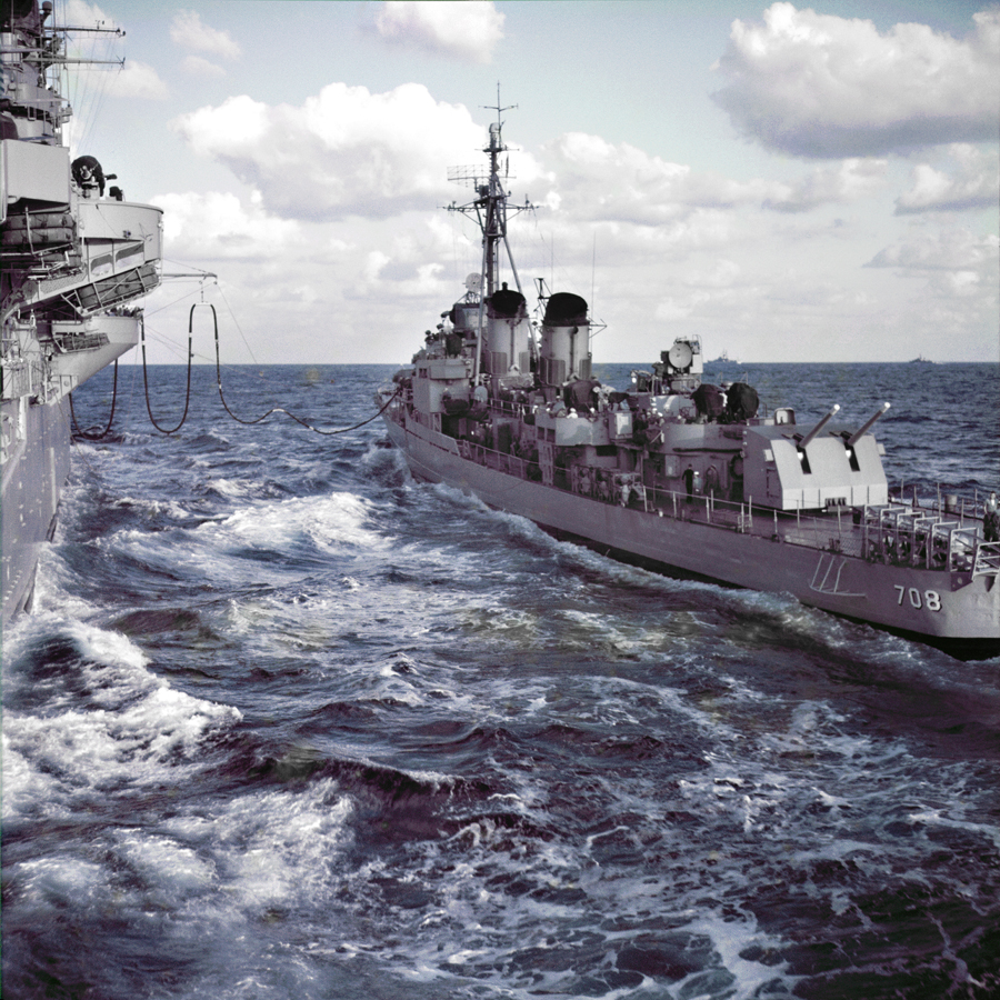 Refueling  a Destroyer at sea