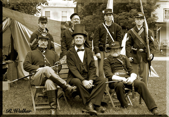Union Soldiers With Their President Abraham Lincoln