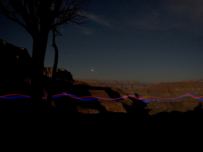 Walking in front of a nighttime time exposure doesnt normally affect the photo