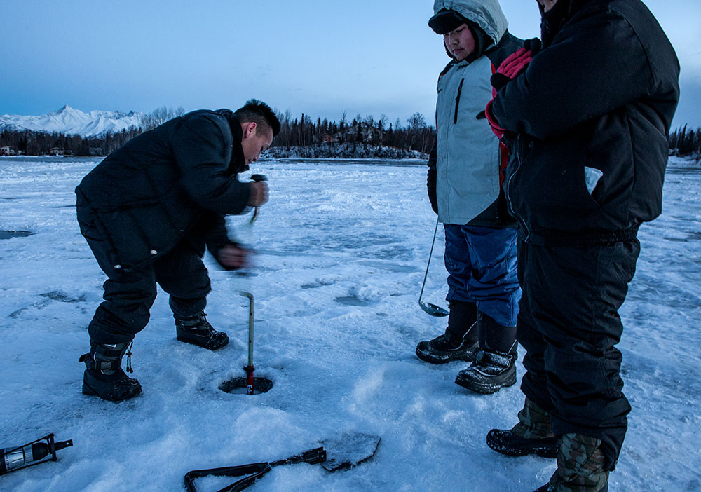  Drilling a hole to ice fish. Finger Lake, Wasilla, AK. IMG_4053.jpg