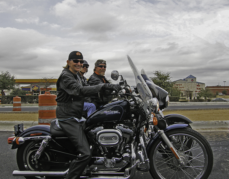 Biker babe and friends