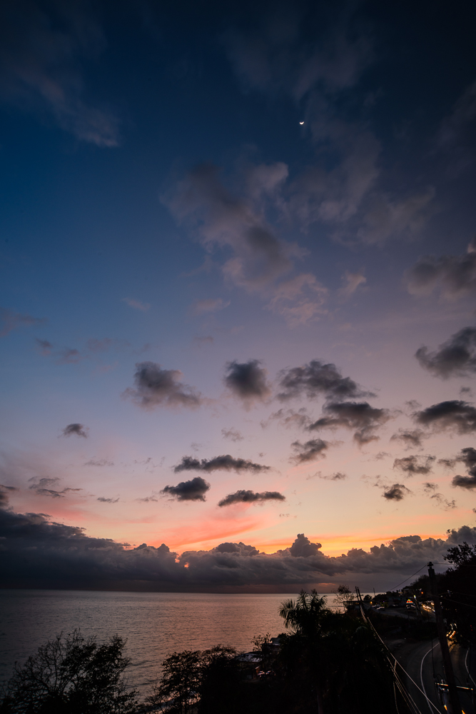 Crescent moon at sunset