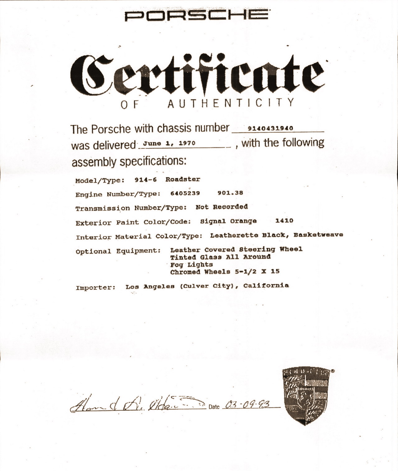 Certificate of Authenticity