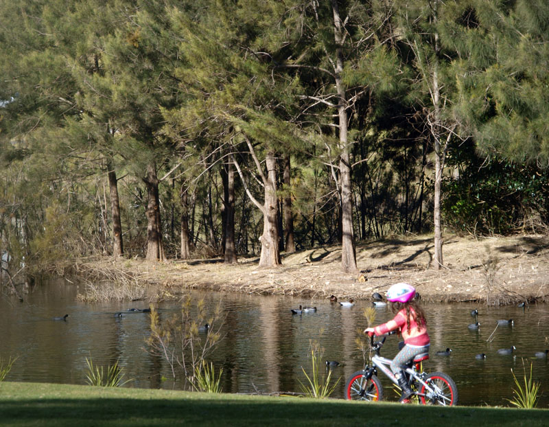 Young lakeside cyclist