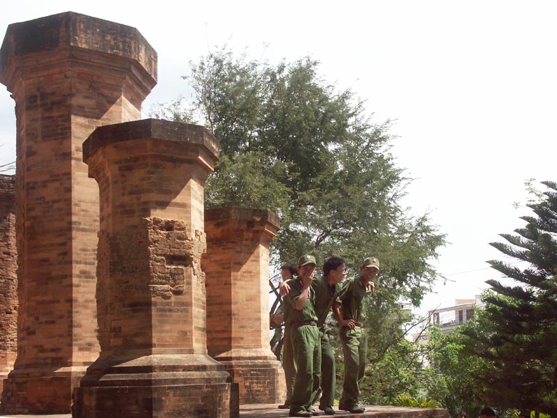Soldiers on day off, at the Meditation Hall