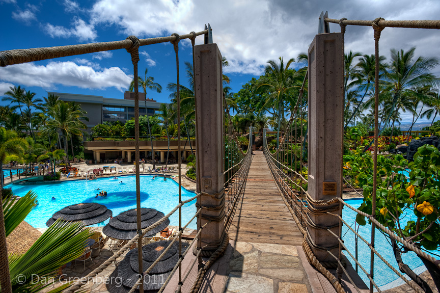Rope Suspension Bridge over the Pool