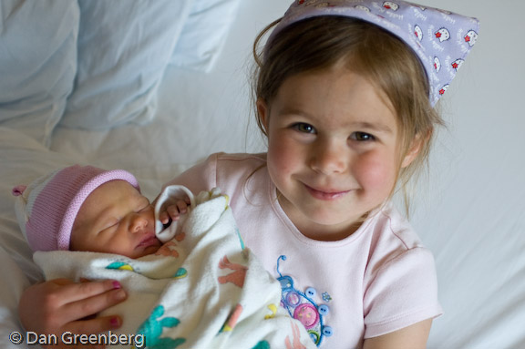 Ava and her 1 day old sister Mia