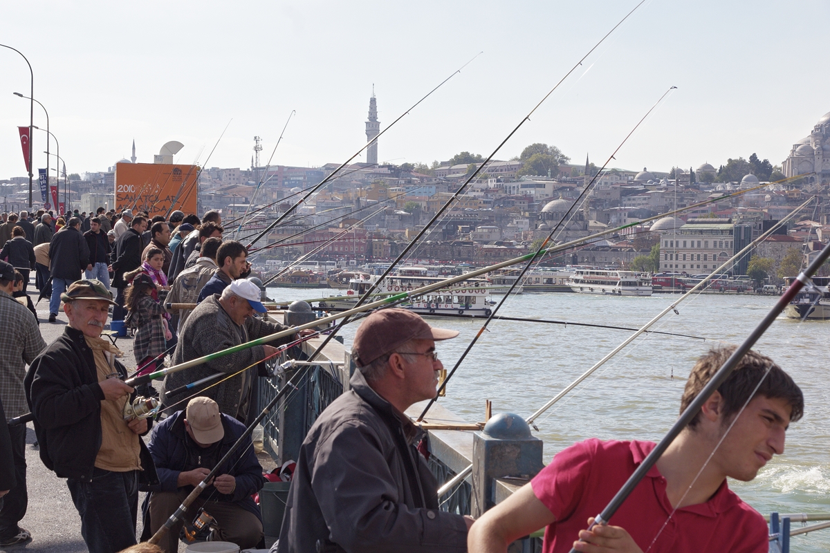 Istanbul Fishing from Galata bridge