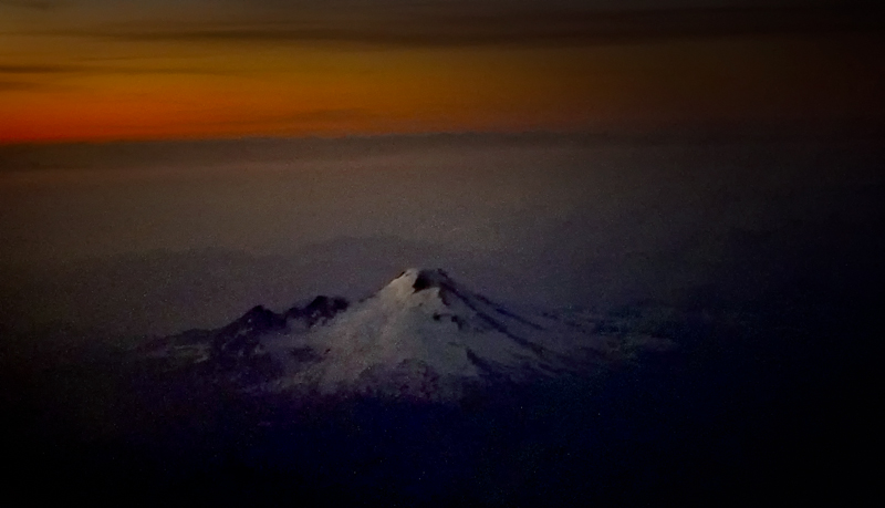 Evening view of Mount St. Helen - aerial