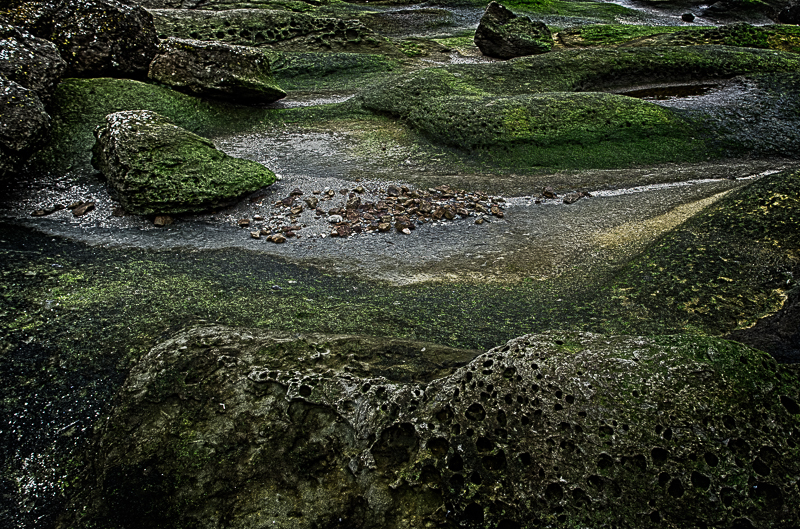 Cluster of rocks on beach