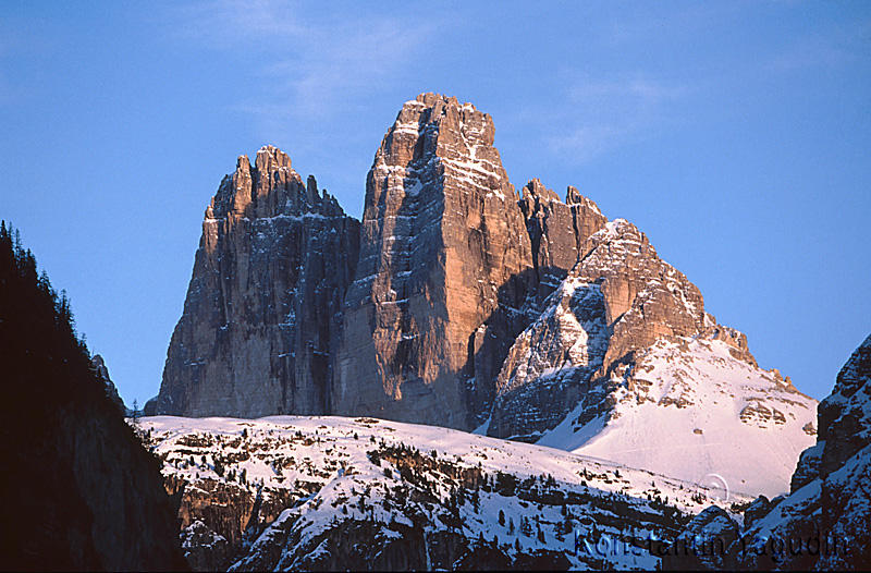 Tre Cime. Valley view in winter