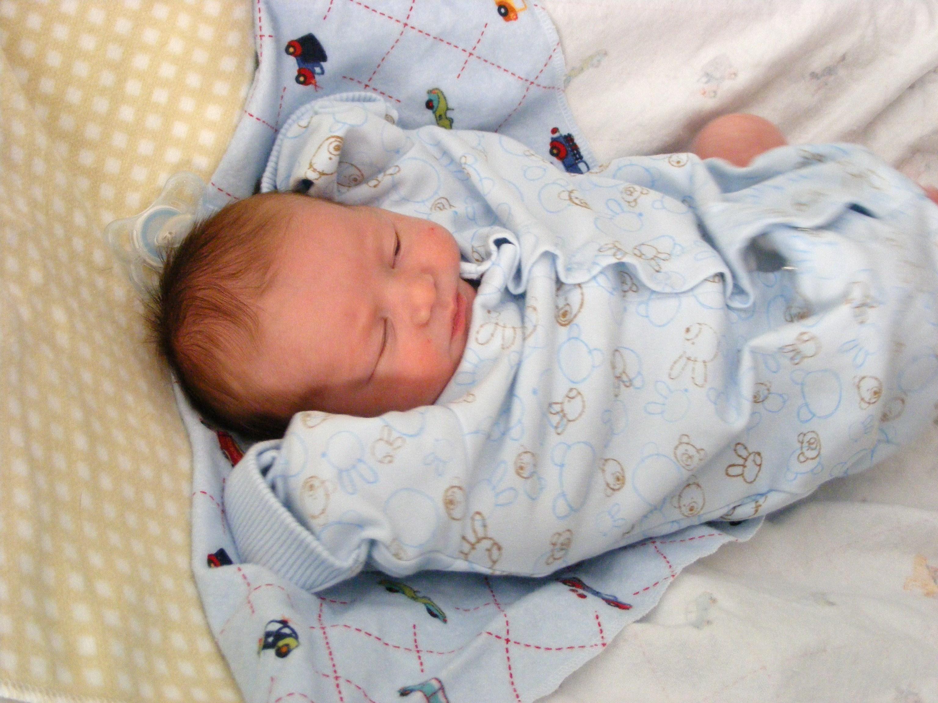 Jack all bundled for a sleep