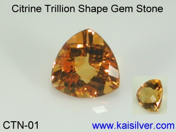 Big Citrine Gemstone, A Large 9mm Trillion Citrine Gem Stone