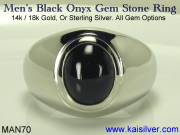 Mens Onyx Ring, MAN70 Kaisilver Black Onyx Ring