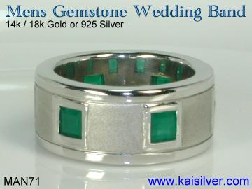 Mens Emerald Ring, Classic Emerald Gemstone Ring For Men MAN71