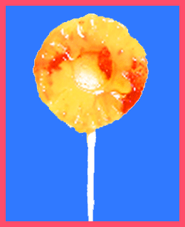 Pulsing heart surrounded by sugar and pieces of pepper on a stick.gif