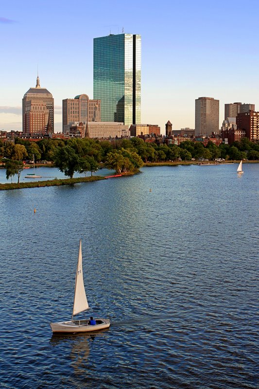 Hancock Building with Single Sailboat