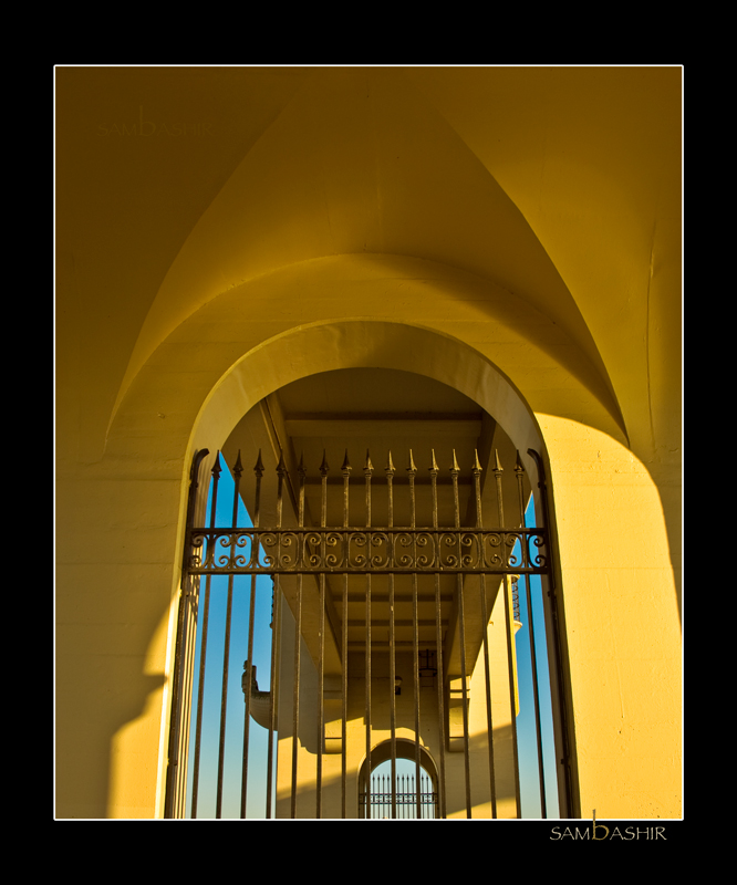 Burrard Bridge Arches - Vancouver. <BR> Another view through the wrought iron towards the other bridge arches.