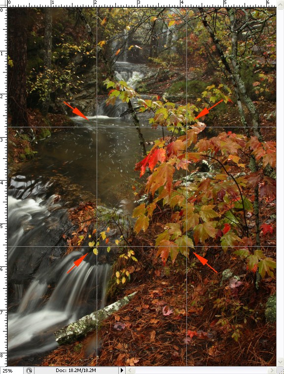 Landscape -- Waterfall and Rain During October Color