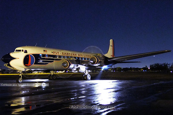 2010 - the Historical Flight Foundations restored Eastern Air Lines DC-7B N836D performing a night run up aviation stock #1311
