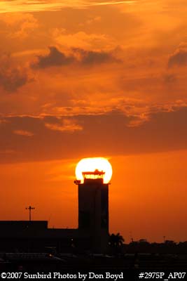 2007 - Opa-locka Executive Airport's abandoned control tower at sunset aviation stock photo #2975P