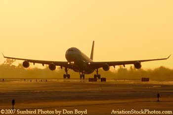 2007 - Iberia Airlines Airbus A340-313 EC-GJT airline sunset aviation stock photo #3066