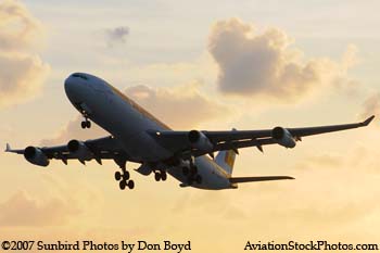 2007 - Iberia Airlines Airbus A340-313 EC-GJT airline sunset aviation stock photo #3068