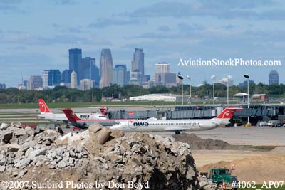 Minneapolis-St. Paul International Airport with downtown Minneapolis in the background landscape stock photo #4062