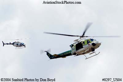 2004 - Miami-Dade Police and Fire helicopters looking for a drowning victim stock photo #0297