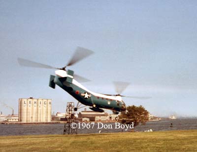 1967 - USAF Piasecki H-21 helo lifting off from Ft. McHenry, Baltimore, MD