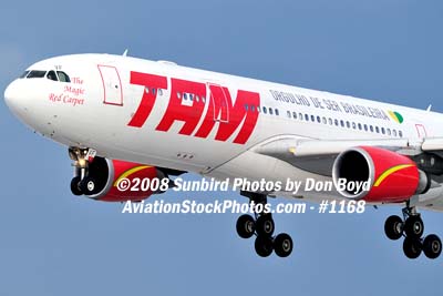 2008 - TAM Airbus A330-203 PT-MVF on approach to MIA aviation airline stock #1168