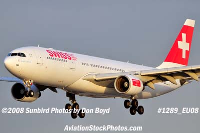 Swiss International A330-223 HB-IQJ on approach to MIA aviation airline stock photo #1289