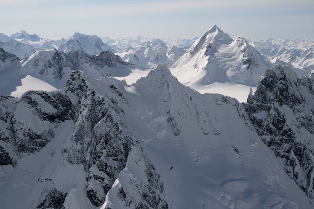 Styx Mt (Foreground) & Snowside (R Background), View SSW  <br>(MonarchIceFld040307-_461.jpg)